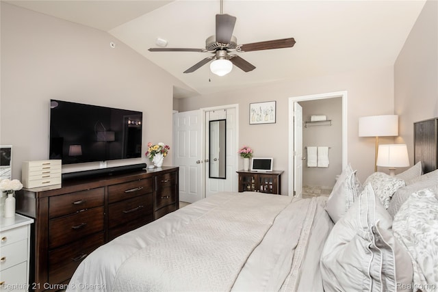29611 Fox Run Cir, Warren, MI 48092 - bedroom featuring vaulted ceiling and ceiling fan