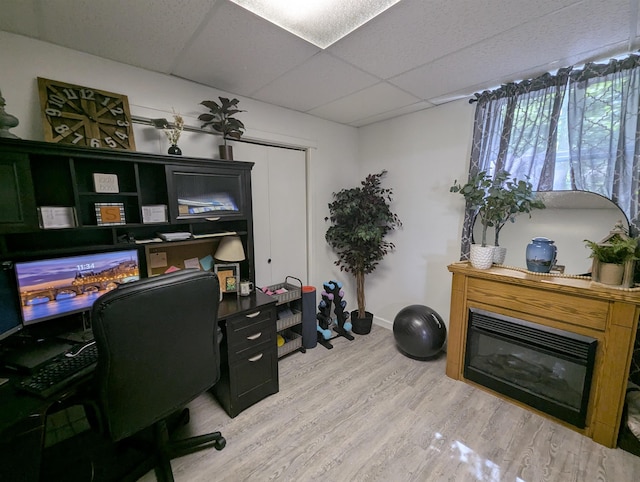 2740 Booth Rd, Au Gres, MI 48703 - office area with wood finished floors and a paneled ceiling