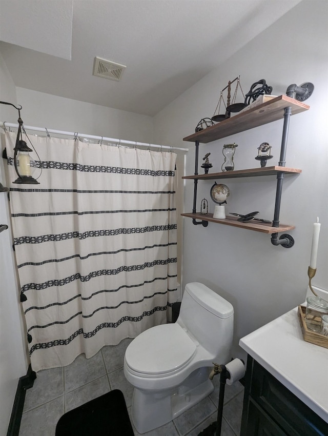 2740 Booth Rd, Au Gres, MI 48703 - full bathroom with vanity, tile patterned flooring, and a shower with curtain