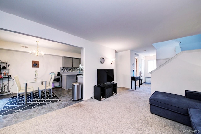 6397 Hunter Pointe St, Westland, MI 48185 - carpeted living room featuring a chandelier