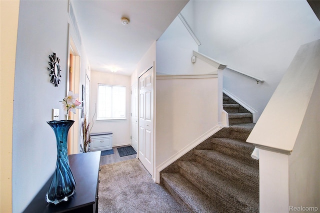 6397 Hunter Pointe St, Westland, MI 48185 - staircase featuring carpet flooring and baseboards