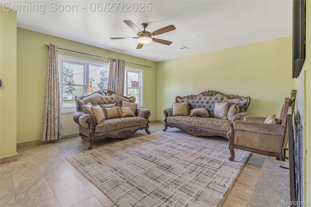 3901 Westpoint St, Dearborn Heights, MI 48125 - living area with a ceiling fan and baseboards