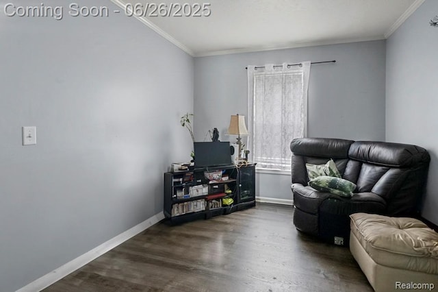 26317 Cherokee E, Flat Rock, MI 48134 - sitting room with ornamental molding and dark wood-type flooring