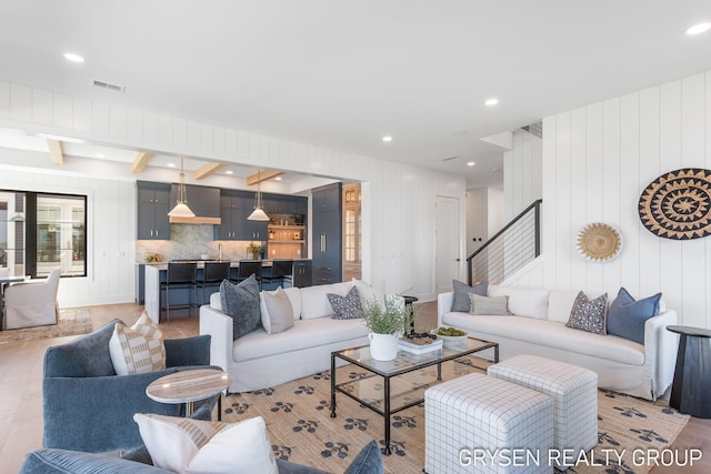 1351 Bayview Dr, Holland, MI 49423 - living area featuring stairway and recessed lighting