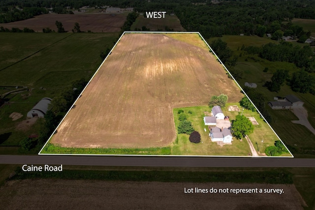 8075 Caine Rd, Millington, MI 48746 - aerial view of sparsely populated area featuring property boundaries highlighted