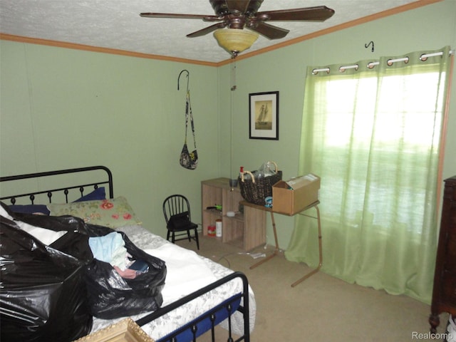 29269 Hidden River Dr, Gibraltar, MI 48173 - carpeted bedroom with crown molding and ceiling fan