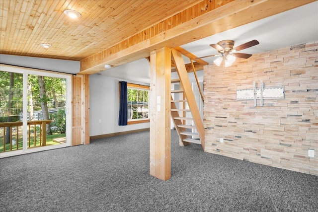 12915 S Englewright Dr, Sand Lake, MI 49343 - carpeted spare room featuring a ceiling fan, stairway, and recessed lighting