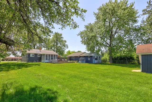 5255 E Holland Rd, Saginaw, MI 48601 - fenced backyard with an outbuilding and a sunroom