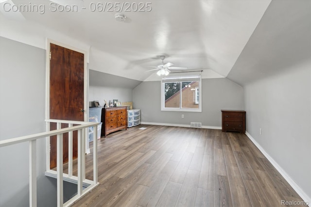 647 Farnham Ave, Lincoln Park, MI 48146 - bonus room featuring a ceiling fan, wood finished floors, and lofted ceiling