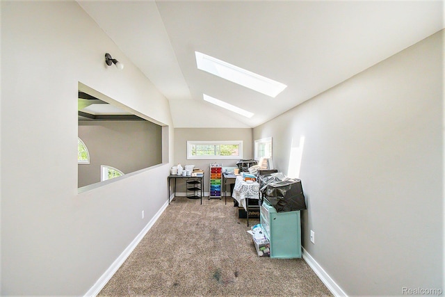 7471 Brewer Rd, Flint, MI 48507 - carpeted office featuring a skylight and lofted ceiling