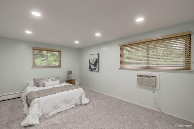 4290 Frostwood, Troy, MI 48098 - carpeted bedroom with a baseboard heating unit, recessed lighting, and a wall mounted air conditioner