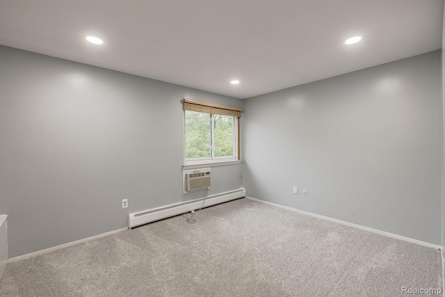 4290 Frostwood, Troy, MI 48098 - carpeted empty room with baseboard heating, a wall mounted air conditioner, and recessed lighting