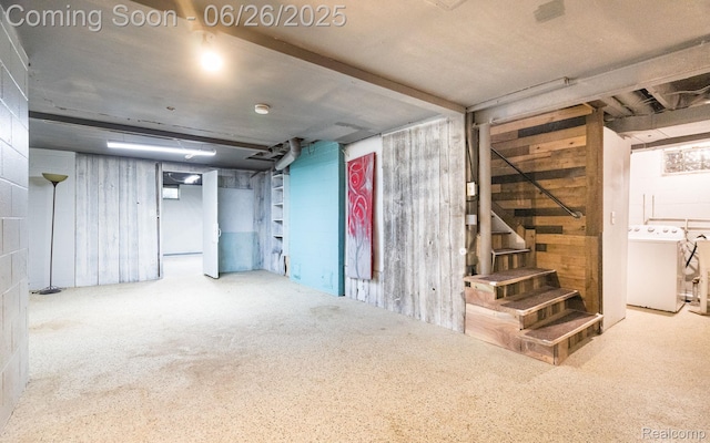 2905 Lahser Rd, Bloomfield Hills, MI 48304 - finished basement featuring washer / clothes dryer and stairway
