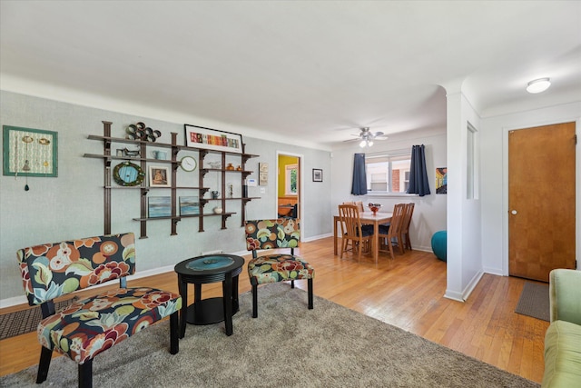 13210 Tecumseh Ave, Redford, MI 48239 - living area with wood finished floors and ceiling fan