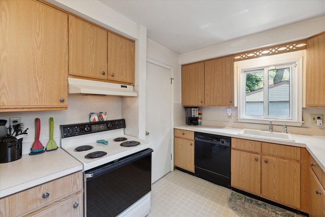 13210 Tecumseh Ave, Redford, MI 48239 - kitchen featuring electric stove, dishwasher, under cabinet range hood, light countertops, and light flooring