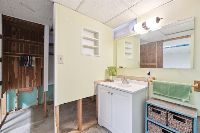 13210 Tecumseh Ave, Redford, MI 48239 - bathroom featuring a drop ceiling and vanity