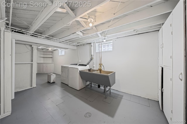 17381 Lennane, Redford, MI 48240 - basement featuring separate washer and dryer and a sink