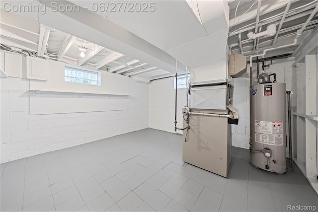 17381 Lennane, Redford, MI 48240 - basement with water heater and concrete block wall