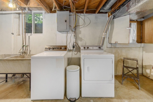 1621 Whittier Rd, Ypsilanti, MI 48197 - laundry room featuring electric panel and separate washer and dryer