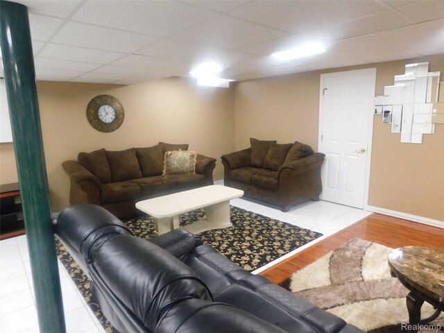 41431 Tarragon Dr, Sterling Heights, MI 48314 - living room featuring a drop ceiling and light wood finished floors
