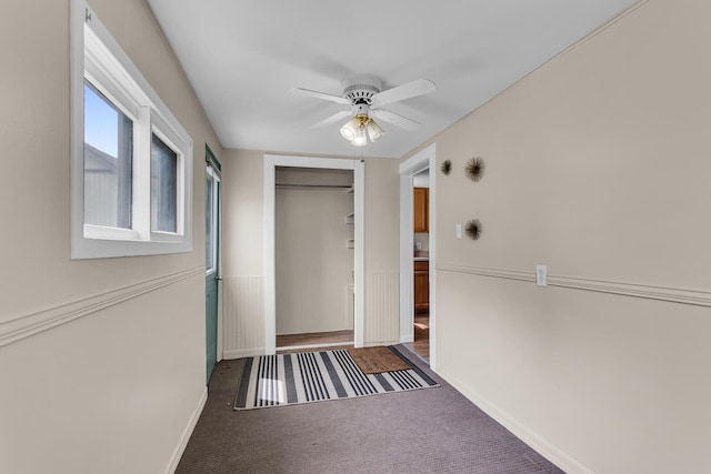 123 Fairview St, Hanover, MI 49241 - doorway to outside with carpet flooring and ceiling fan