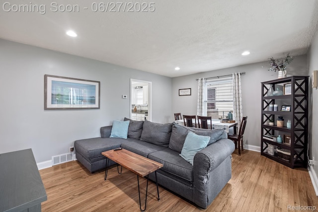 94 S Tilden Ave, Waterford, MI 48328 - living area with light wood-style floors, recessed lighting, and a textured ceiling