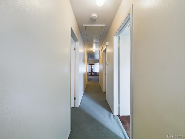 1023 Normandy Terrace Dr, Flint, MI 48532 - hall featuring attic access and dark carpet