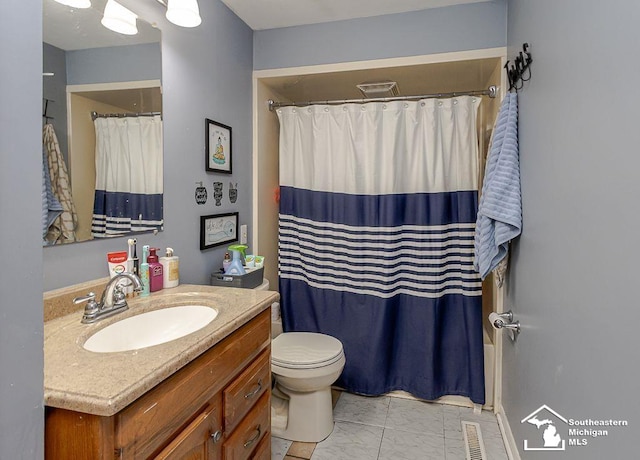 1151 July Dr, Adrian, MI 49221 - full bathroom featuring marble look tile flooring, vanity, and a shower with curtain