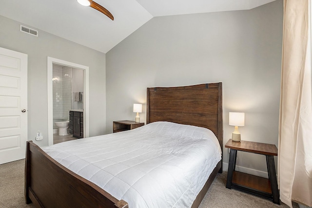 2005 Celadon Dr NE Unit 12, Grand Rapids, MI 49525 - bedroom with vaulted ceiling, carpet floors, ensuite bath, and ceiling fan