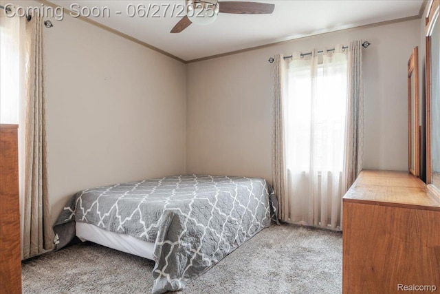 14711 Paris St, Allen Park, MI 48101 - carpeted bedroom featuring ornamental molding and ceiling fan