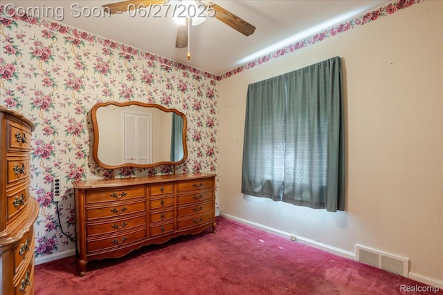 14711 Paris St, Allen Park, MI 48101 - bedroom with carpet floors, wallpapered walls, and a ceiling fan