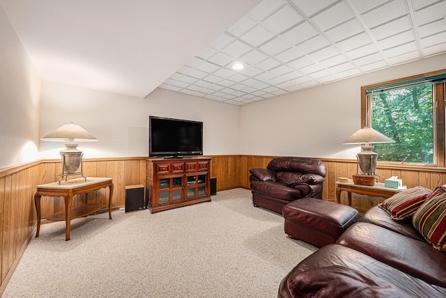 4234 N 2nd St, Kalamazoo, MI 49009 - carpeted living area with wainscoting and wood walls