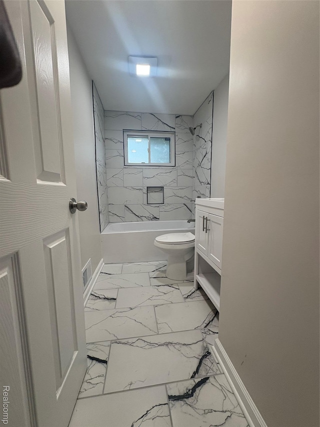 4357 Isabelle St, Inkster, MI 48141 - bathroom featuring marble finish floors, vanity, and  shower combination