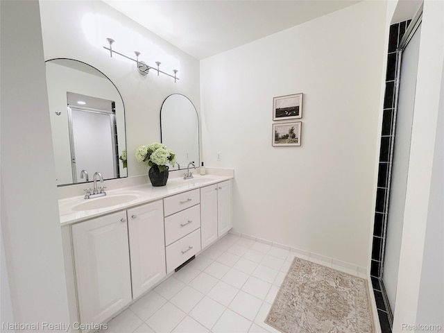 5403 Lenard Cir, Howell, MI 48843 - bathroom with double vanity and tile patterned floors