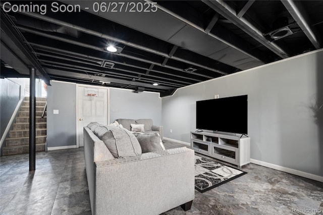24585 Johnston Ave, Eastpointe, MI 48021 - living room with stairs and baseboards
