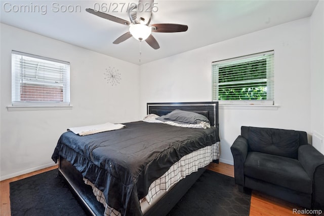 24585 Johnston Ave, Eastpointe, MI 48021 - bedroom with wood finished floors and ceiling fan
