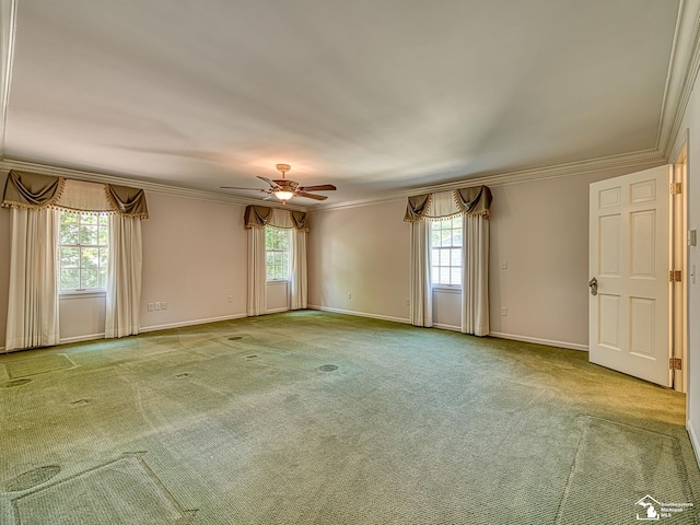 255 Maywood Ave, Monroe, MI 48162 - carpeted spare room featuring crown molding and a ceiling fan