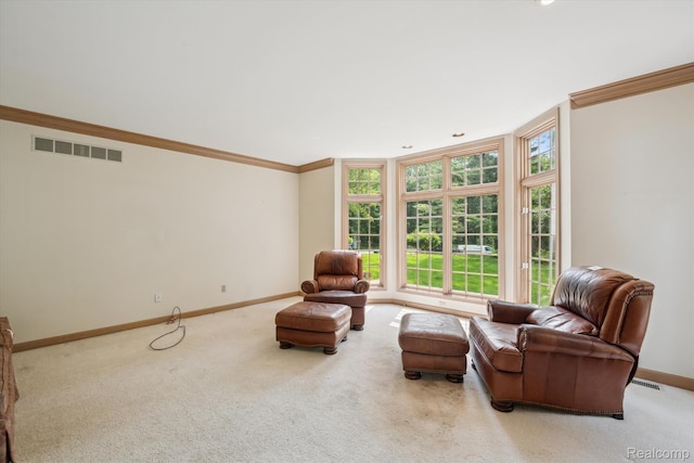 4270 Argenta Dr, Brighton, MI 48116 - sitting room with healthy amount of natural light, crown molding, and carpet