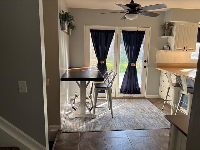 137 Apperson Rd, Battle Creek, MI 49015 - office with a ceiling fan, plenty of natural light, and dark tile patterned floors
