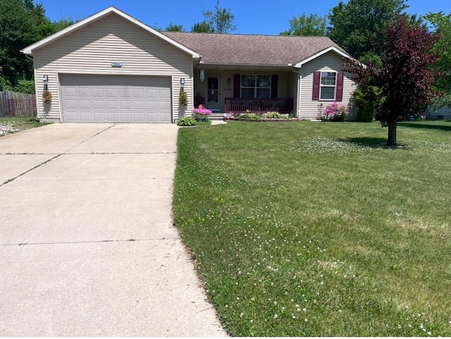 5344 Wheat Way Ave, Swartz Creek, MI 48473 - single story home featuring a porch, an attached garage, and concrete driveway