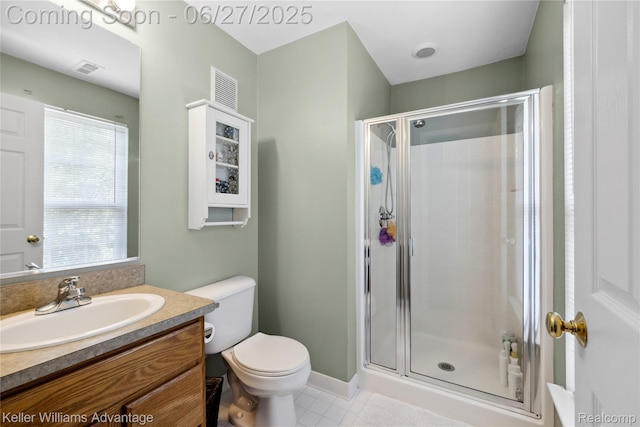 3201 Addington Dr, Commerce Twp, MI 48390 - full bathroom featuring vanity, a stall shower, and tile patterned flooring