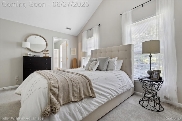 3201 Addington Dr, Commerce Twp, MI 48390 - carpeted bedroom with vaulted ceiling and baseboards