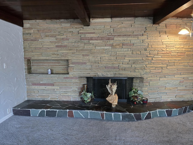 9361 W Parkway St, Detroit, MI 48239 - detailed view of carpet floors and a stone fireplace