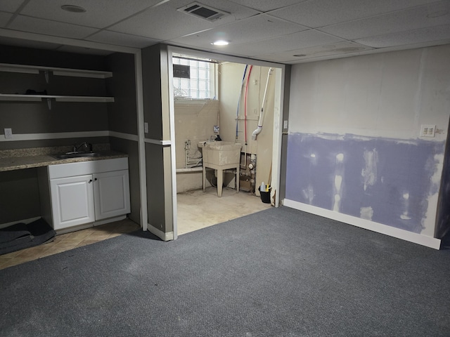 9361 W Parkway St, Detroit, MI 48239 - below grade area with carpet floors and a paneled ceiling