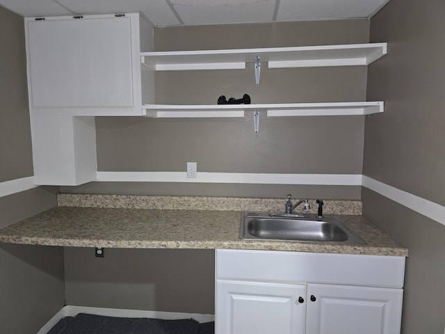 9361 W Parkway St, Detroit, MI 48239 - kitchen with white cabinets and open shelves