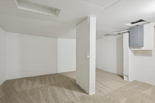 3736 Michael Ave SW, Wyoming, MI 49509 - finished basement with electric panel, light colored carpet, and concrete block wall