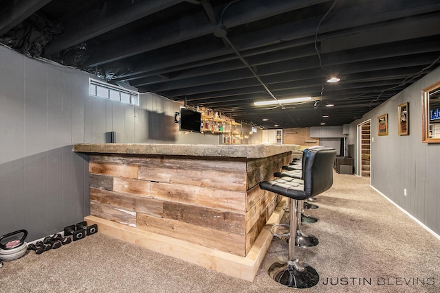1538 10th St NW, Grand Rapids, MI 49504 - indoor dry bar featuring carpet floors and wooden walls