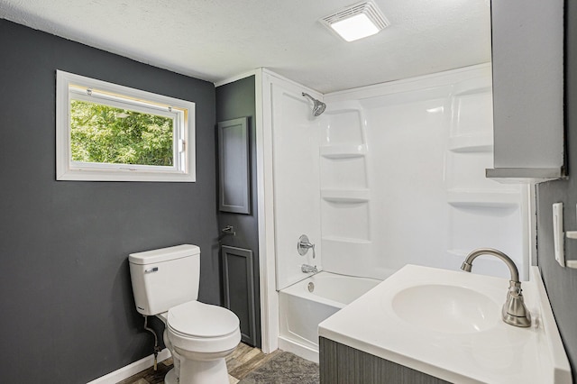 204 W Clay St, Sherwood, MI 49089 - full bath with wood finished floors, bathing tub / shower combination, and a textured ceiling