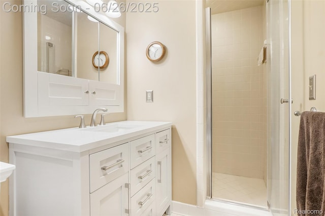 4725 Motorway Dr, Waterford, MI 48328 - bathroom featuring a shower stall and vanity