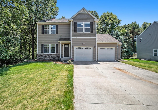 6061 Equestrian Woods Ct, Kalamazoo, MI 49009 - view of front of house featuring concrete driveway and a front lawn